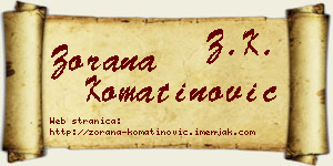 Zorana Komatinović vizit kartica